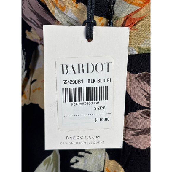 BARDOT Dress Black‎ Hi-lo Hem Spaghetti Strap Midi Party Faux Wrap Flounce Small - Picture 10 of 13